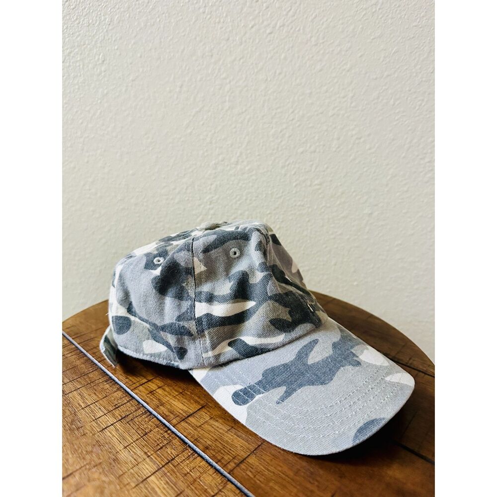 Anthropologie Camo Baseball Cap OS Distressed Y2K Utility Casual Festival Gray